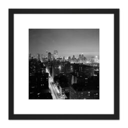 Artery8 Gottscho New York Madison Avenue Night 1937 Photo 8X8 Inch Square Wooden Framed Wall Art Print Picture with Mount in Black - thumbnail 1