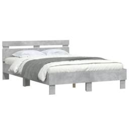Berkfield Home Bed Frame with LED without Mattress Concrete Grey 120x200 cm - Size: Small Double - thumbnail 3