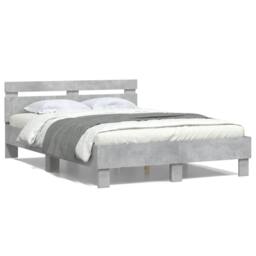 Berkfield Home Bed Frame with LED without Mattress Concrete Grey 120x200 cm - Size: Small Double - thumbnail 5