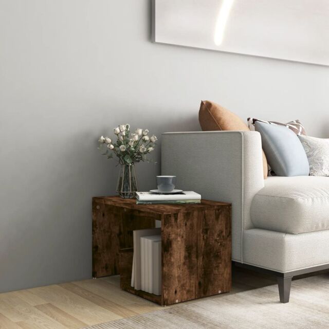 Berkfield Home Side Table Smoked Oak 59x36x38 cm Engineered Wood in Brown - Size: 59 x 36 x 38 cm - image 1