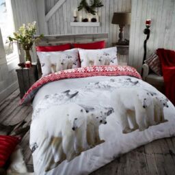 Smart Living 100% Brushed Cotton Flannel Printed Duvet Cover With Pillowcases in White - Size: Double - thumbnail 2
