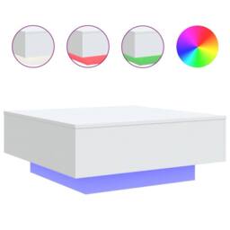 Berkfield Home Coffee Table with LED Lights White 80x80x31 cm - Size: 80 x 80 x 31 cm - thumbnail 1