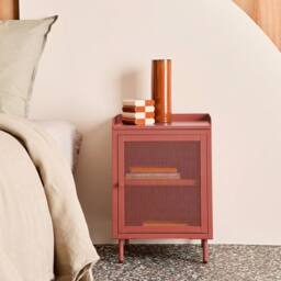 sweeek Industrial bedside table with 1 door metal in Terracotta