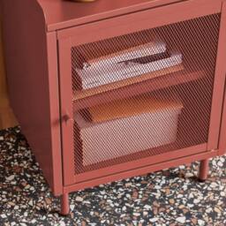 sweeek Industrial bedside table with 1 door metal in Terracotta - thumbnail 7