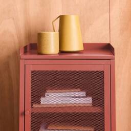 sweeek Industrial bedside table with 1 door metal in Terracotta - thumbnail 6
