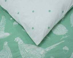 Creative Cloth Double Duvet Moorland Birds Reversible Set Green in Bright Green - thumbnail 4