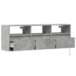 Berkfield Home TV Wall Cabinet with LED Lights Concrete Grey 130x31x45 cm - Size: 130 x 31 x 45 cm - thumbnail 9