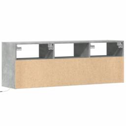 Berkfield Home TV Wall Cabinet with LED Lights Concrete Grey 130x31x45 cm - Size: 130 x 31 x 45 cm - thumbnail 8