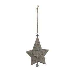 Lemon Pavilion Furniture and Decor Rustic Hanging Santa Star Bauble - Metal - L2 x W9 x H14 cm - White