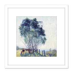 Artery8 Elioth Gruner The Wattles Painting 8X8 Inch Square Wooden Framed Wall Art Print Picture with Mount in White - thumbnail 1