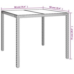 Berkfield Home Garden Table 90x90x75 cm Tempered Glass & Poly Rattan White - Size: 90 x 90 x 75 cm - thumbnail 6