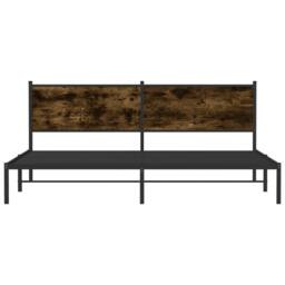 Berkfield Home Metal Bed Frame without Mattress Smoked Oak 193x203 cm in Brown - thumbnail 5