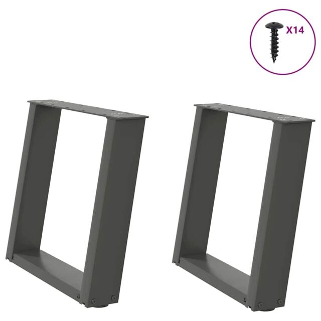 Berkfield Home Coffee Table Legs U-Shaped 2 pcs Anthracite 50x(42-43) cm Steel in Black - image 1
