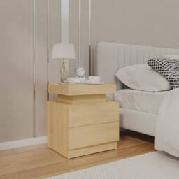Berkfield Home Bedside Cabinet Sonoma Oak 45x35x52 cm Engineered Wood in Light Tan - Size: 45 x 35 x 52 cm - thumbnail 2