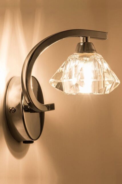 Harper Living Single Right Curved Wall Light & Sconce, Clear Glass Shade, Polished Chrome Finish in Metallic Silver - image 1