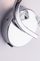 Harper Living Single Right Curved Wall Light & Sconce, Clear Glass Shade, Polished Chrome Finish in Metallic Silver - thumbnail 5