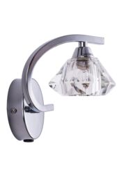 Harper Living Single Right Curved Wall Light & Sconce, Clear Glass Shade, Polished Chrome Finish in Metallic Silver - thumbnail 2