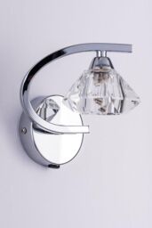 Harper Living Single Right Curved Wall Light & Sconce, Clear Glass Shade, Polished Chrome Finish in Metallic Silver - thumbnail 3