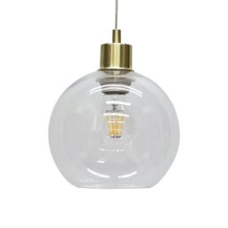 First Choice Lighting Barnum - Clear Glass Globe with Satin Brass Pendant Fitting - thumbnail 2