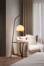 Living and Home Vintage Style Floor Lamp with Irregular Design and Pomelo-Shaped Lampshade - thumbnail 2