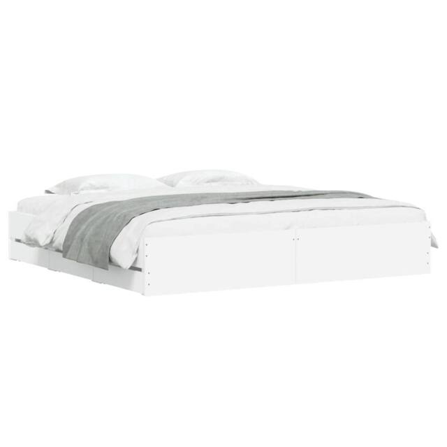 Berkfield Home Modern Bed Frame with Drawers without Mattress White 200x200 cm - image 1