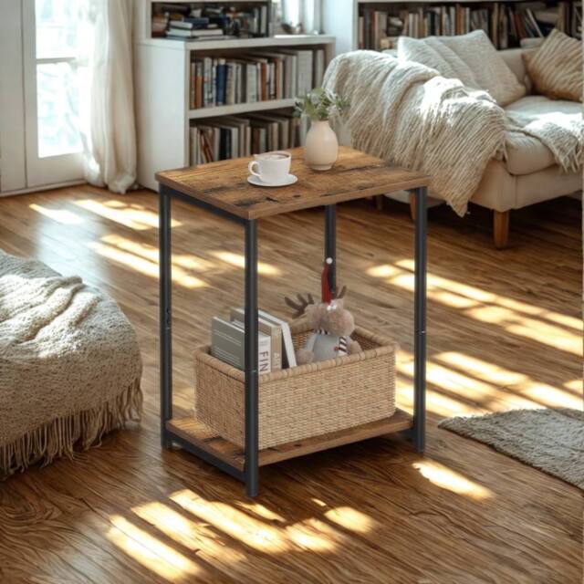 Pirlo Plush 2 Tier Side End Table With Steel Frame Black - image 1