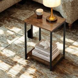 Pirlo Plush 2 Tier Side End Table With Steel Frame Black - thumbnail 5