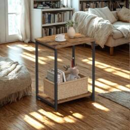 Pirlo Plush 2 Tier Side End Table With Steel Frame Black - thumbnail 1