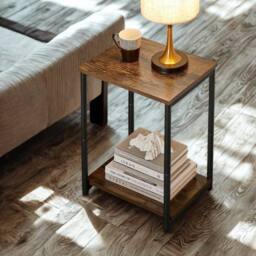 Pirlo Plush 2 Tier Side End Table With Steel Frame Black - thumbnail 7