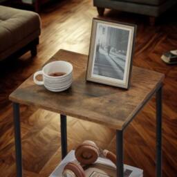 Pirlo Plush 2 Tier Side End Table With Steel Frame Black - thumbnail 6