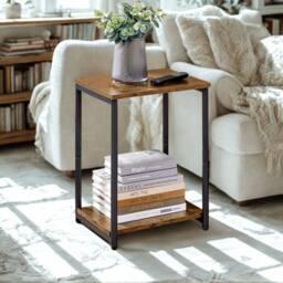Pirlo Plush 2 Tier Side End Table With Steel Frame Black - thumbnail 9
