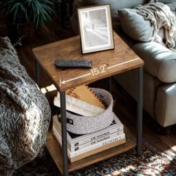 Pirlo Plush 2 Tier Side End Table With Steel Frame Black - thumbnail 4