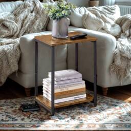 Pirlo Plush 2 Tier Side End Table With Steel Frame Black - thumbnail 3