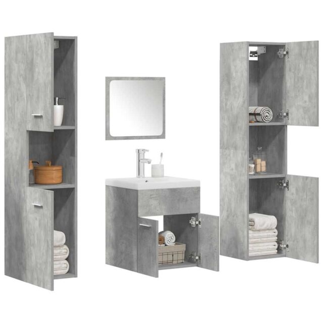Berkfield Home 5 Piece Bathroom Furniture Set Concrete Grey Engineered Wood - image 1