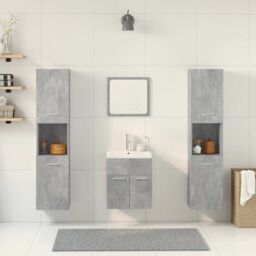 Berkfield Home 5 Piece Bathroom Furniture Set Concrete Grey Engineered Wood - thumbnail 3