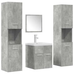 Berkfield Home 5 Piece Bathroom Furniture Set Concrete Grey Engineered Wood - thumbnail 2