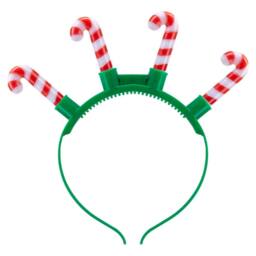 VFM e-Store Christmas Candy Cane Light Up Head Band 21cm x 23cm Green X 1 - Size: 21 cm x 23 cm - thumbnail 1