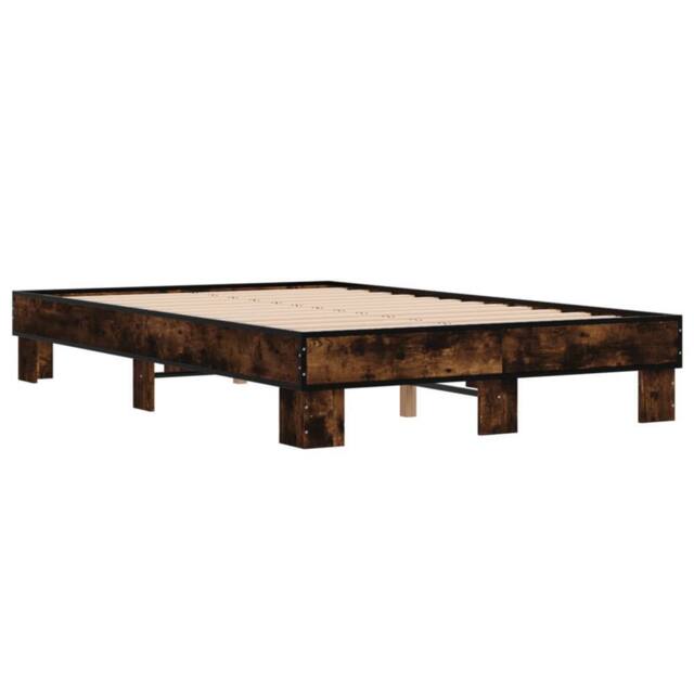 Berkfield Home Durable Bed Frame without Mattress Smoked Oak 140x190 cm in Brown