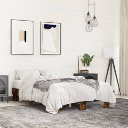 Berkfield Home Durable Bed Frame without Mattress Smoked Oak 140x190 cm in Brown - thumbnail 2