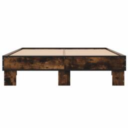 Berkfield Home Durable Bed Frame without Mattress Smoked Oak 140x190 cm in Brown - thumbnail 4