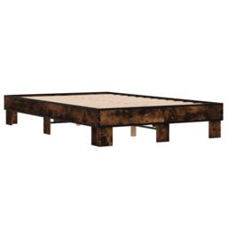 Berkfield Home Durable Bed Frame without Mattress Smoked Oak 140x190 cm in Brown - thumbnail 1
