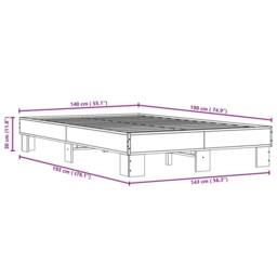 Berkfield Home Durable Bed Frame without Mattress Smoked Oak 140x190 cm in Brown - thumbnail 9