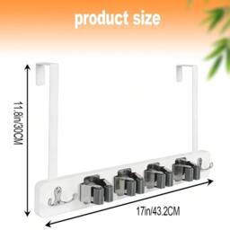 PAWNORA Over The Door Broom Mop Holder in White - thumbnail 2