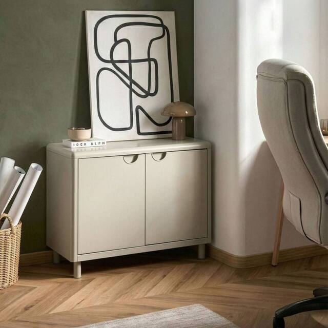 Wyld and Coco Beige Steel 2 Door Storage Adjustable Shelves for Home Office - image 1