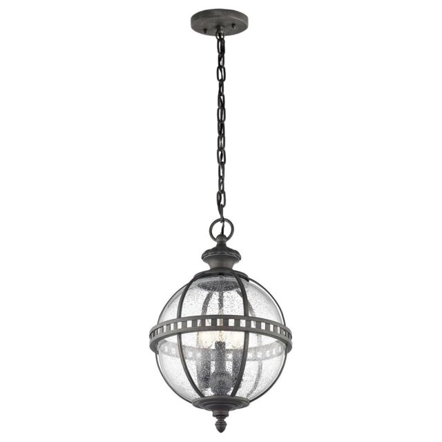 Netlighting Halleron 3 Light Outdoor Globe Ceiling Pendant Light Grey IP44 E14 - image 1