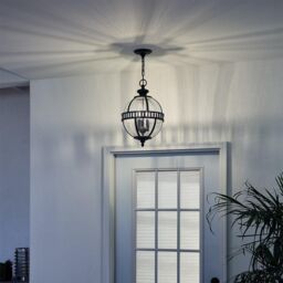 Netlighting Halleron 3 Light Outdoor Globe Ceiling Pendant Light Grey IP44 E14 - thumbnail 3