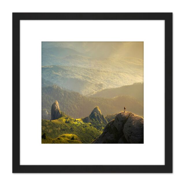Artery8 Marcu Unspoilt Wilderness Ciucas Peak Romania Photo 8X8 Inch Square Wooden Framed Wall Art Print Picture with Mount in Black - image 1