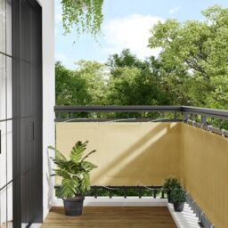 Berkfield Home Balcony Screen Sand 75x400 cm 100% Polyester Oxford in Yellow - thumbnail 1