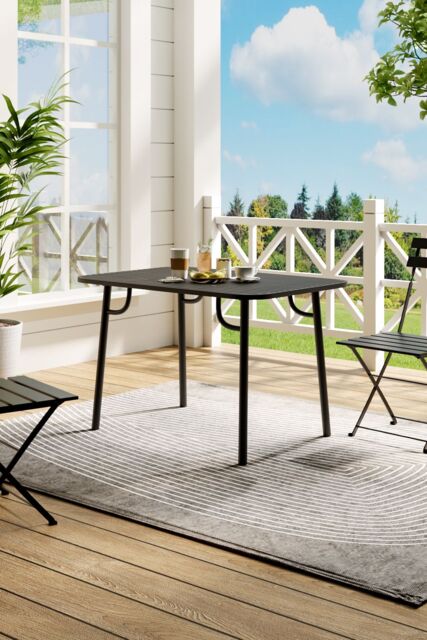 Living and Home Outdoor Garden Metal Dining Table in Black - image 1