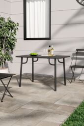 Living and Home Outdoor Garden Metal Dining Table in Black - thumbnail 4